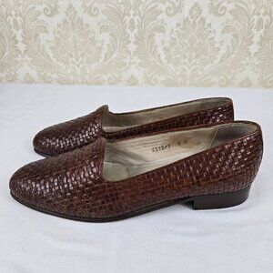Alfani US Women's Size 10 Brown Basketweave Loafer Almond Shaped Toe Slip On